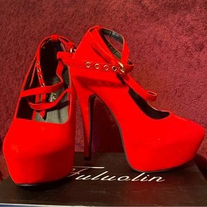 New! Red Velvety Heels